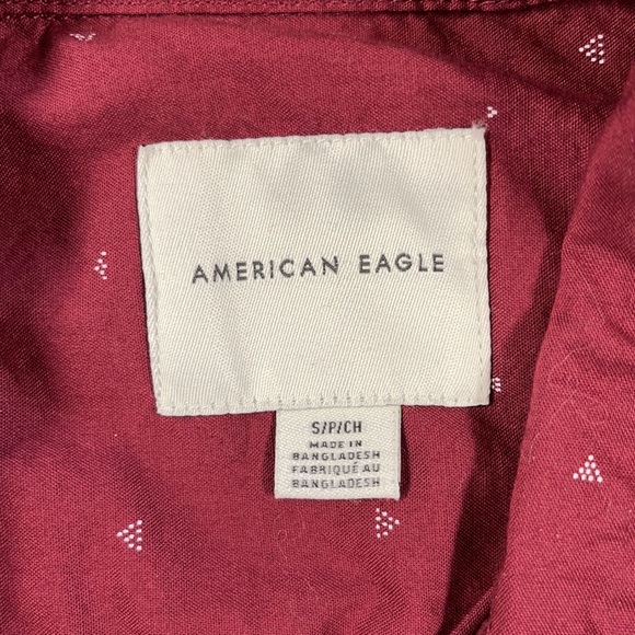American Eagle Burgundy Cotton Short Sleeve Shirt - Picture 6 of 10